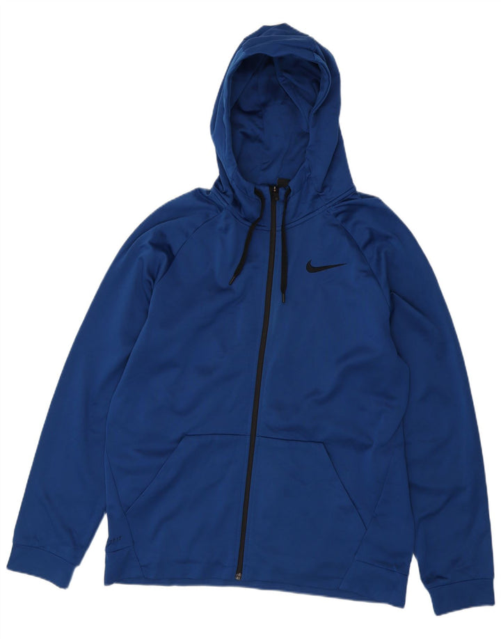 Nike Herre Dri Fit Hættetrøje Sweater med lynlås Stor blå polyester