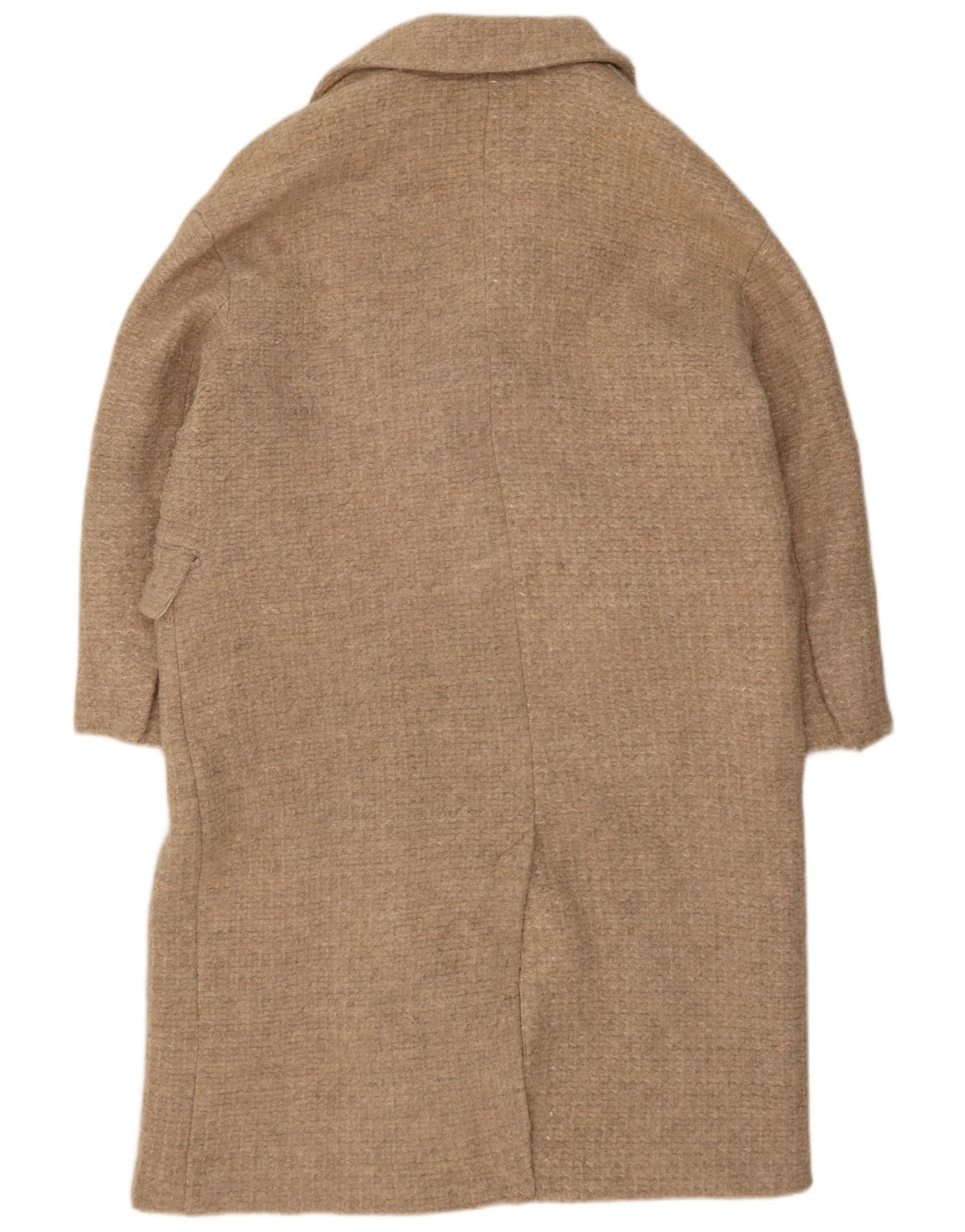 Zara Dame Dobbeltradet Frakke UK 42 XL Beige Uld