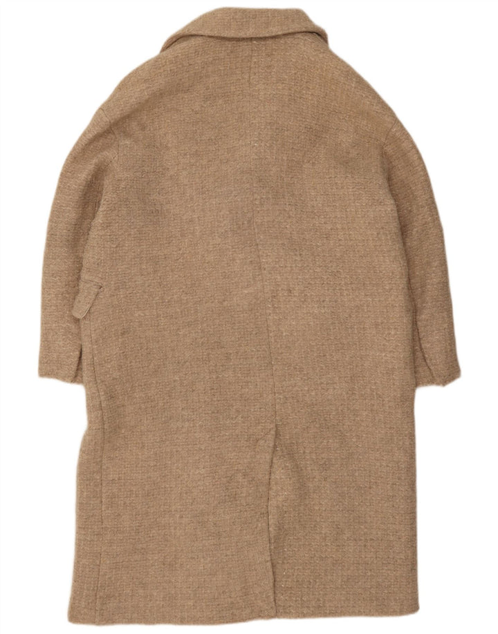 Zara Dame Dobbeltradet Frakke UK 42 XL Beige Uld