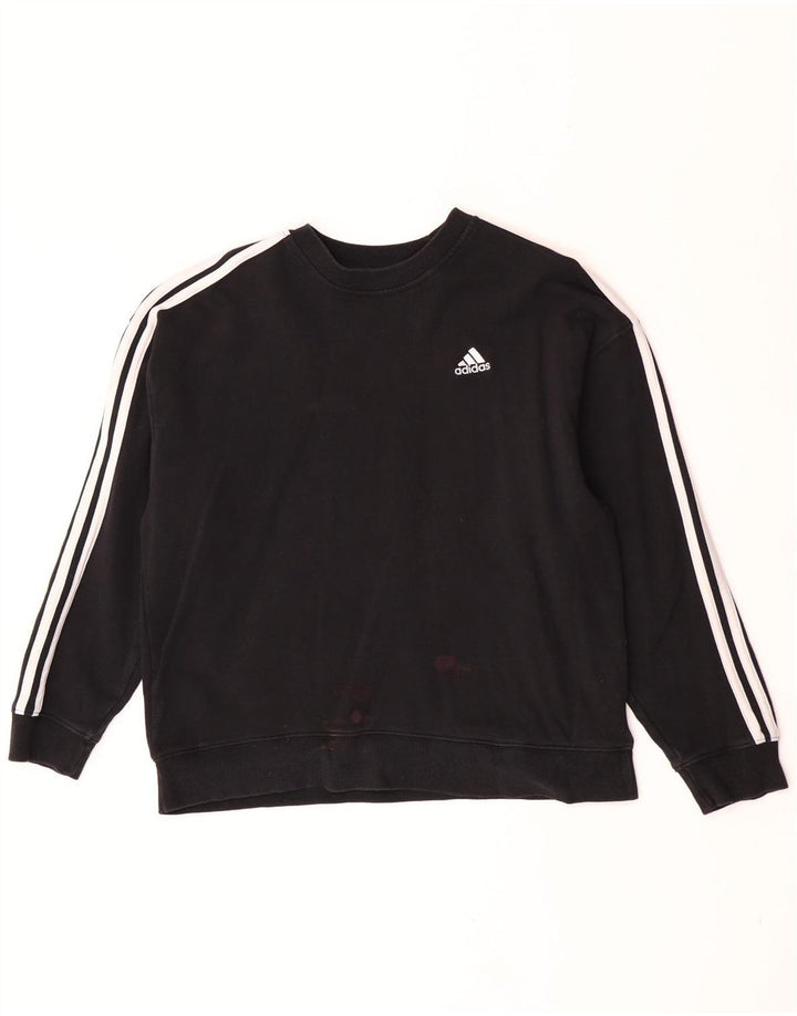 Adidas Dame Sweatshirt Jumper UK 12/14 Medium Sort Bomuld
