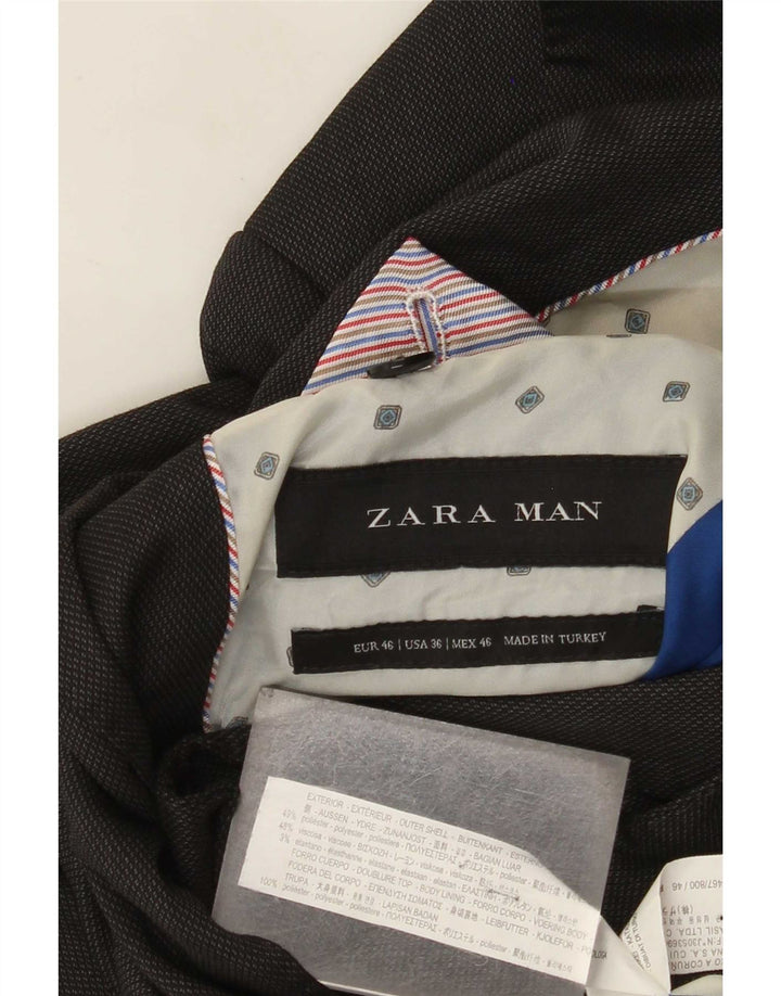 Zara Herre 2-knaps blazerjakke EU 46 Lille grå polyester