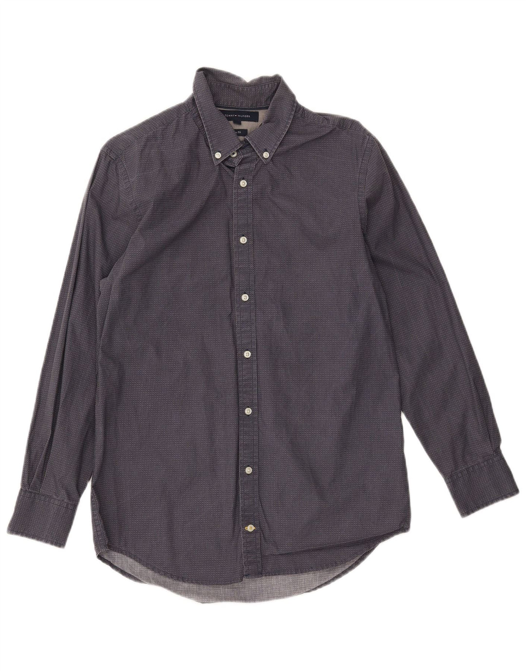 TOMMY HILFIGER Slim Fit skjorte til mænd, medium marineblå plettet bomuld