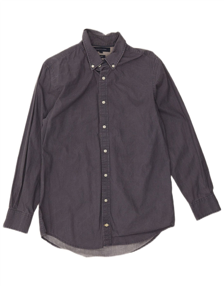 TOMMY HILFIGER Slim Fit skjorte til mænd, medium marineblå plettet bomuld