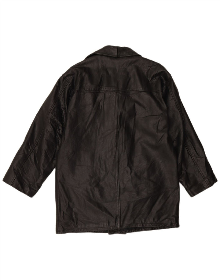 VINTAGE Herre Læderjakke IT 48 Medium Sort Læder