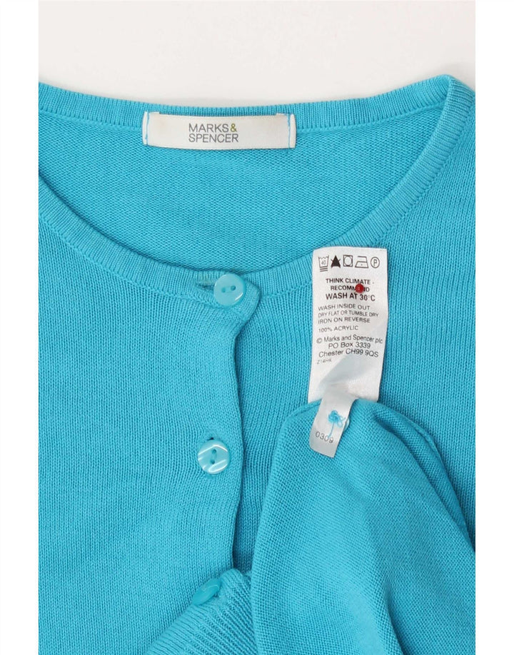 Marks & Spencer Dame Cardigan Sweater UK 8 Lille turkis akryl