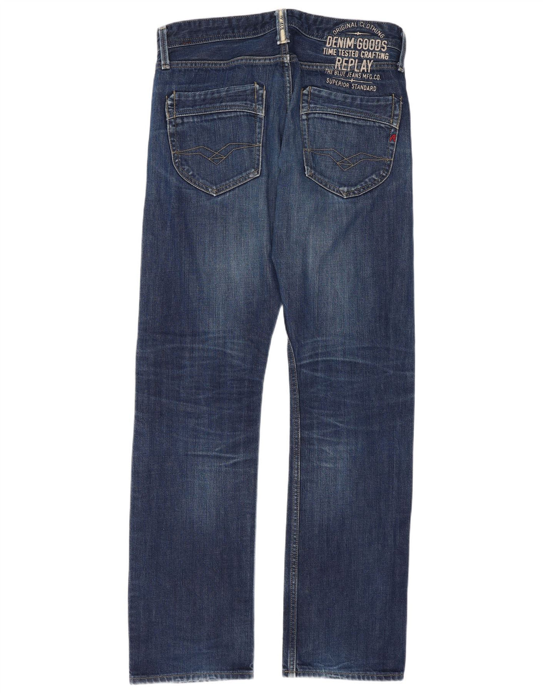 Replay Herre Straight Jeans W31 L34 Marineblå Bomuld