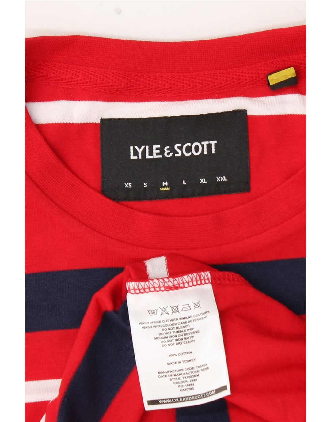 LYLE & SCOTT Herre T-shirt Top Medium rødstribet bomuld