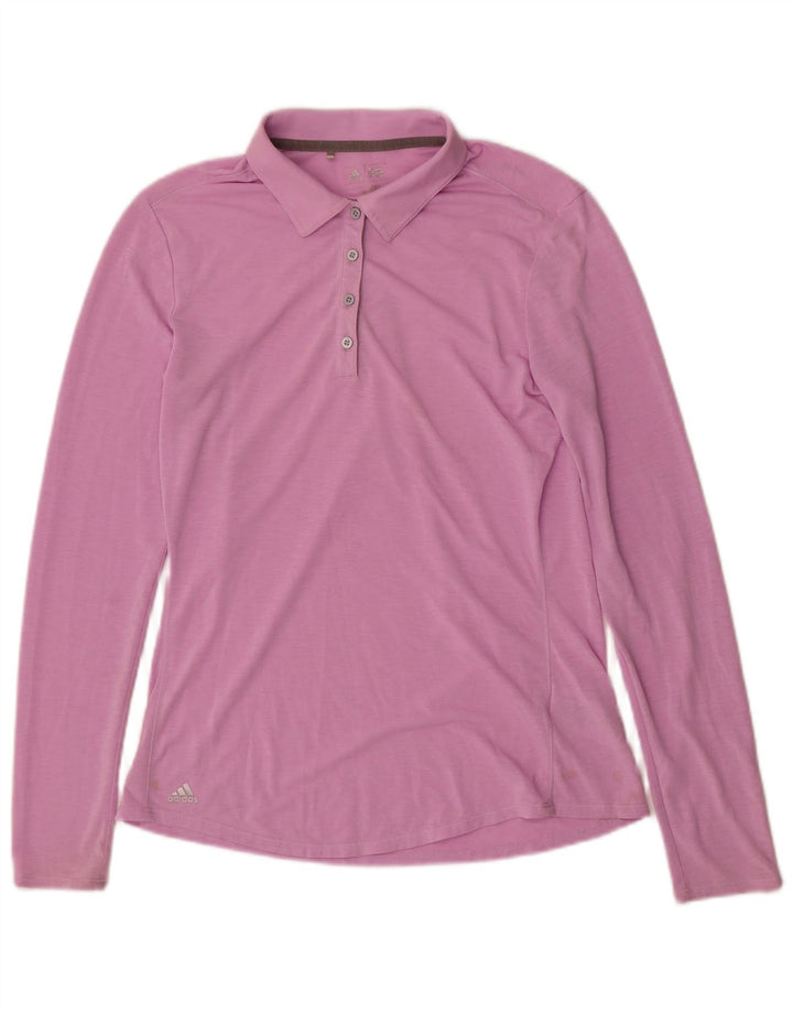 Adidas langærmet polotrøje til kvinder UK 10 Small Pink Polyester