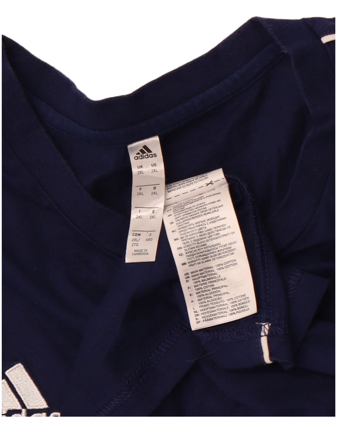 ADIDAS T-shirt top til mænd 2XL marineblå bomuld