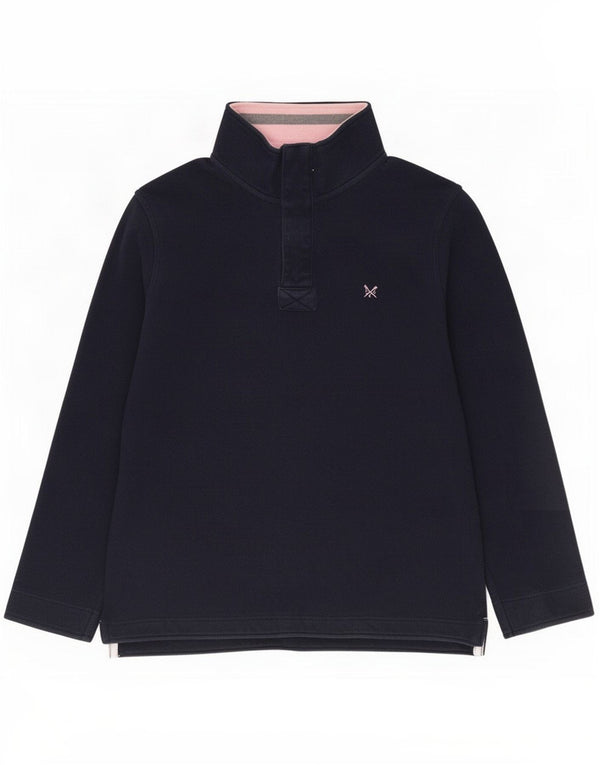 Crew Clothing Womens Zip Neck Sweatshirt Jumper UK 16 Large Navy Blue