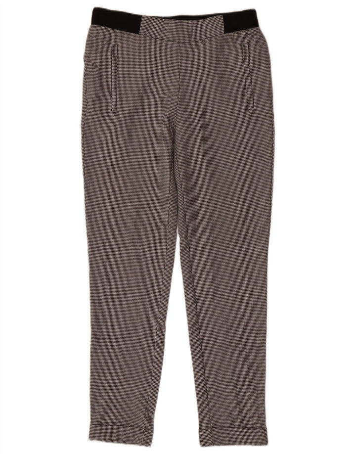 ZARA Womens Slim Chino Trousers XS W30 L28 Black Houndstooth Polyester