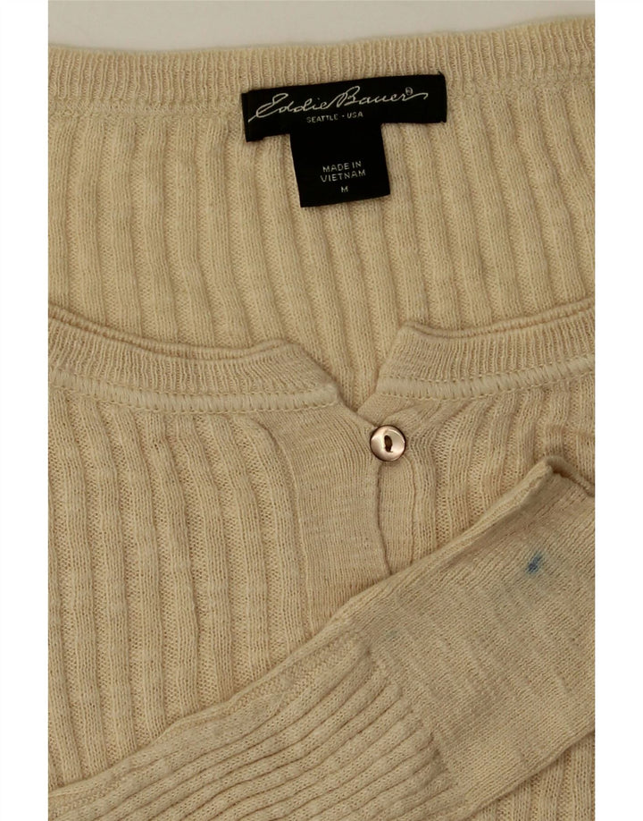 EDDIE BAUER Womens Boat Neck Jumper Sweater UK 12 Medium Beige Cotton Vintage Eddie Bauer and Second-Hand Eddie Bauer from Messina Hembry 