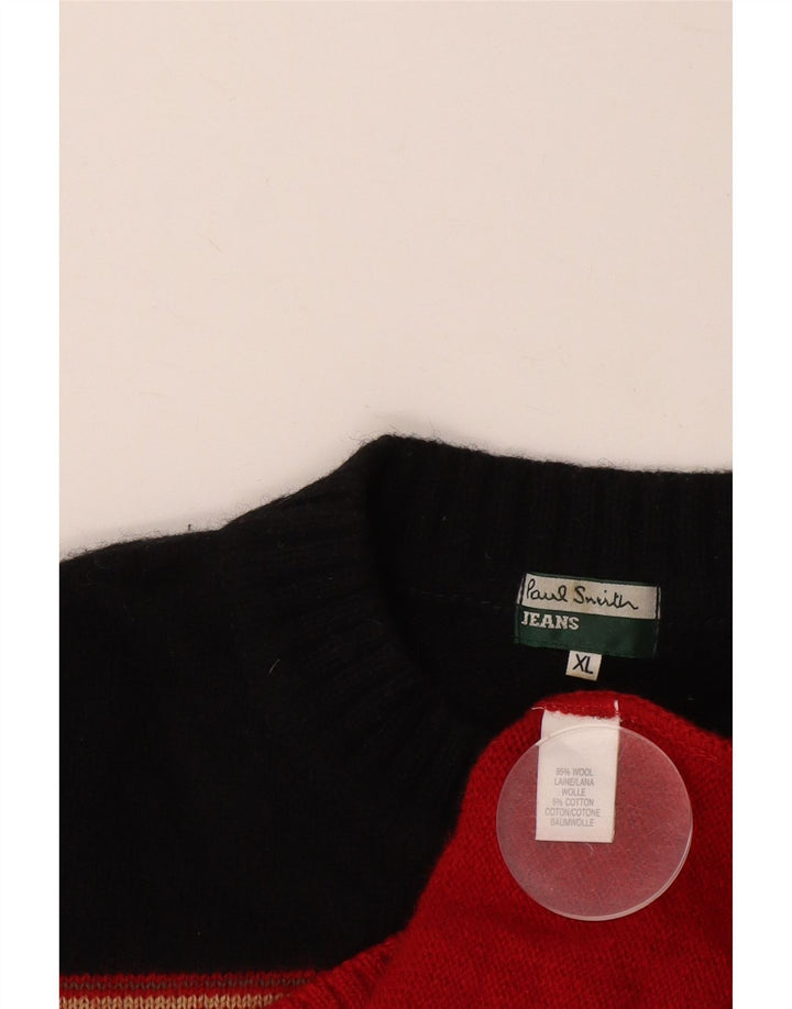 PAUL SMITH Herre sweater med rund hals XL rødstribet uld