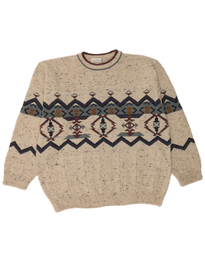 Marks & Spencer Herre sweater med rund hals DK 41/43 Stor Beige