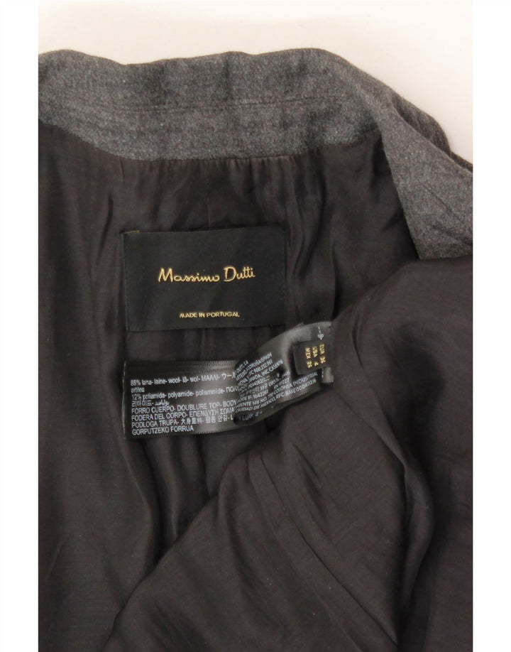 MASSIMO DUTTI Womens Double Breasted Blazer Jacket EU 36 XS Grey Wool Vintage Massimo Dutti and Second-Hand Massimo Dutti from Messina Hembry 