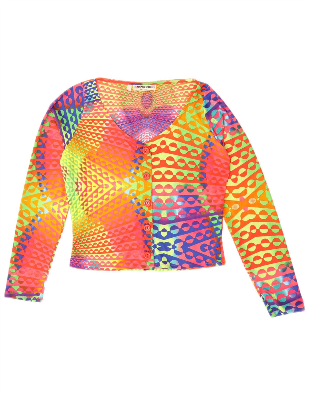 Naracamicee Womens Crop Top UK 12 Medium Flerfarvet geometrisk silke