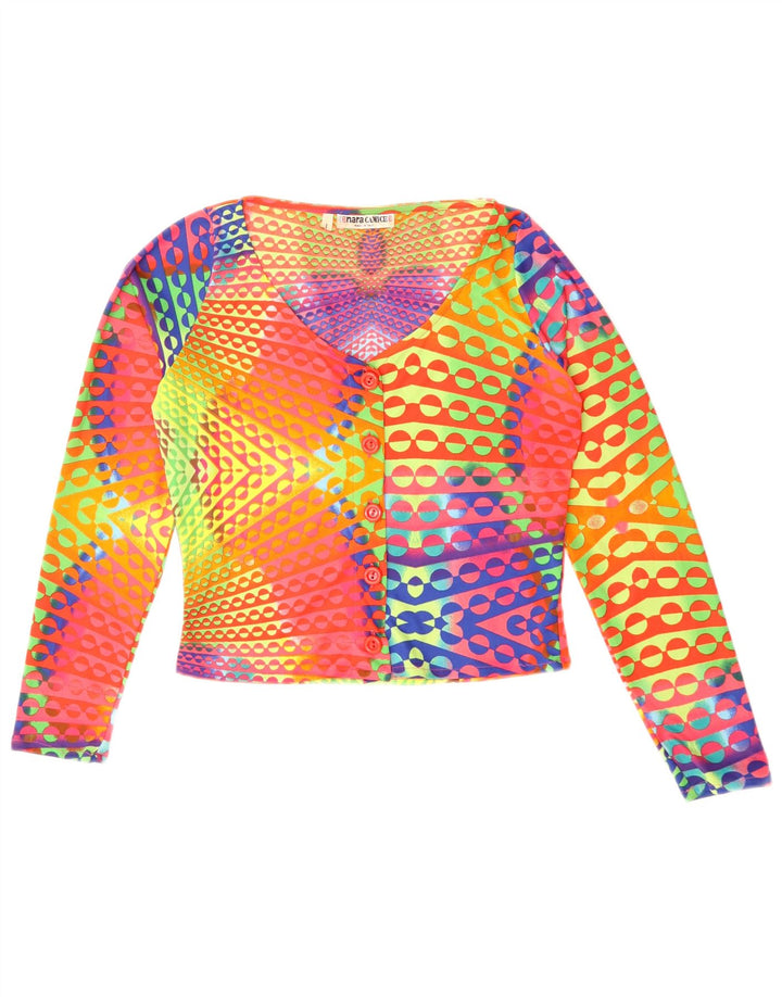 Naracamicee Womens Crop Top UK 12 Medium Flerfarvet geometrisk silke