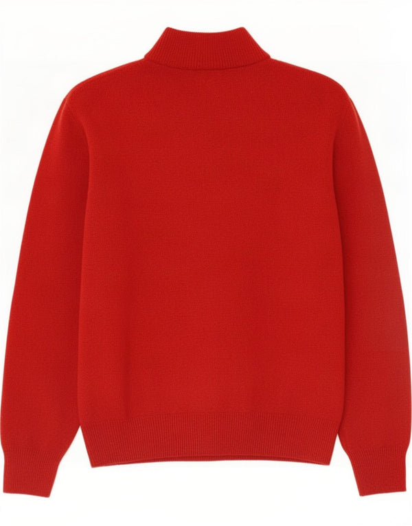 Gant Mens Zip Neck Jumper Sweater Medium Red Wool