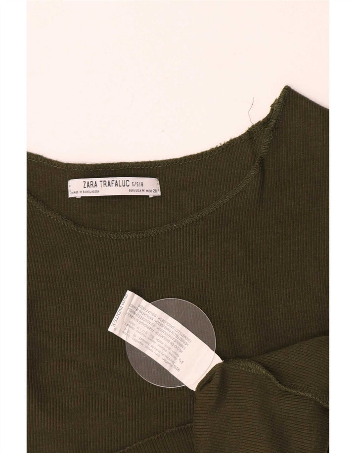 Zara Womens Crop Vest Top UK 8 Lille grøn bomuld