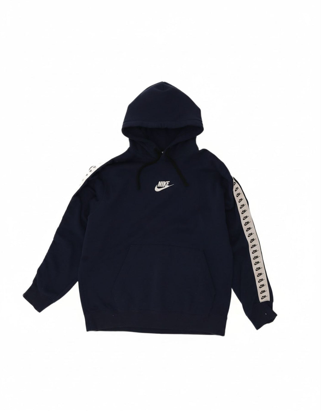 NIKE Mens Graphic Hoodie Jumper Large Navy Blue Cotton