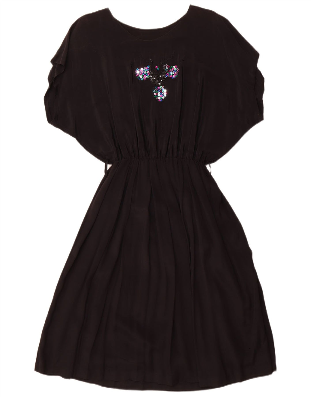 Vintage Dame Batwing A-Line Kjole UK 18 XL Sort