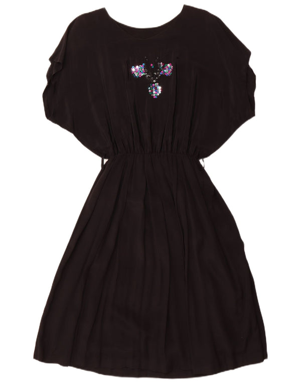 Vintage Dame Batwing A-Line Kjole UK 18 XL Sort