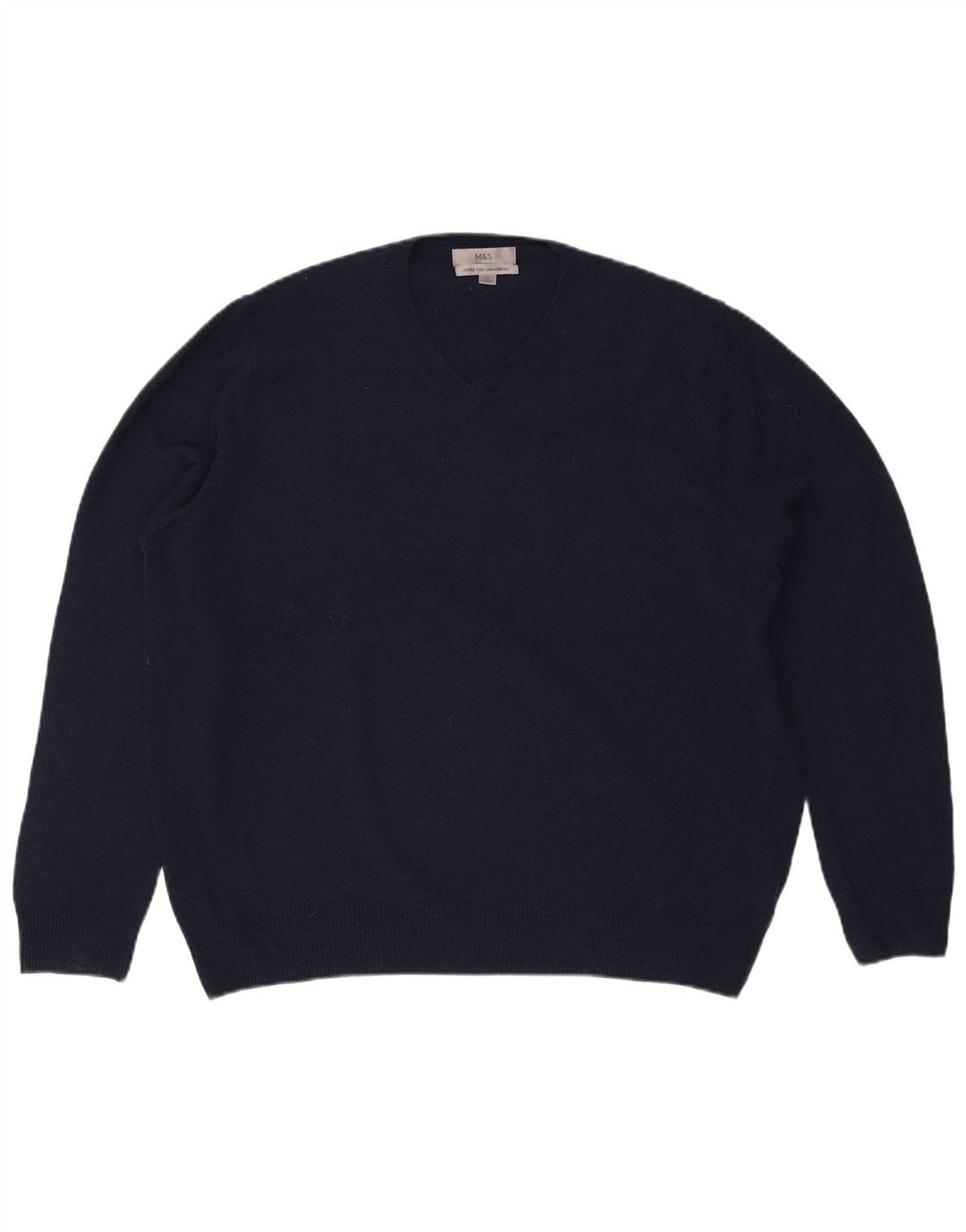 Marks & Spencer Herre V-hals sweater XL marineblå uld