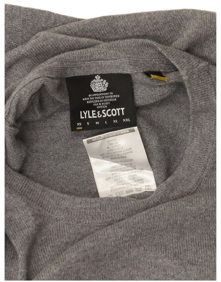 Lyle & Scott Herre sweater med rund hals XS grå bomuld