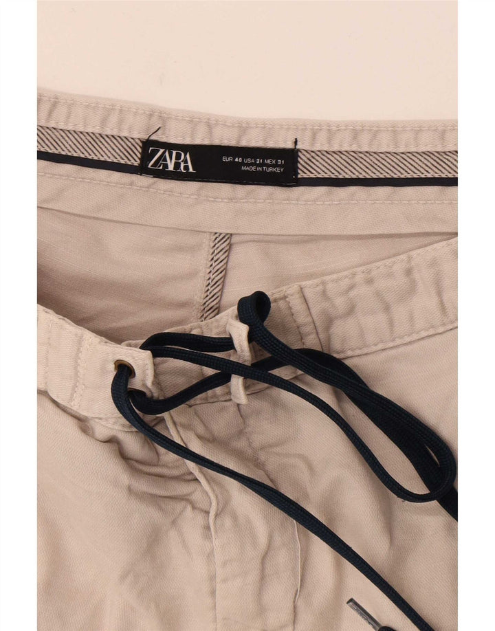 Zara Chino Shorts til kvinder EU 40 Medium W31 Beige