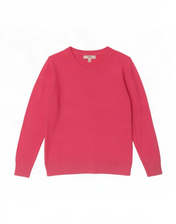 Marks & Spencer Dame Boat Neck Jumper Sweater UK 10 Small Pink Acryl
