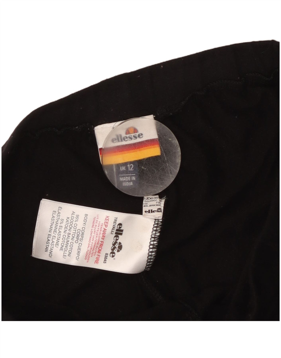 Ellesse Kvinders Grafiske Leggings UK 12 Medium Sort Bomuld