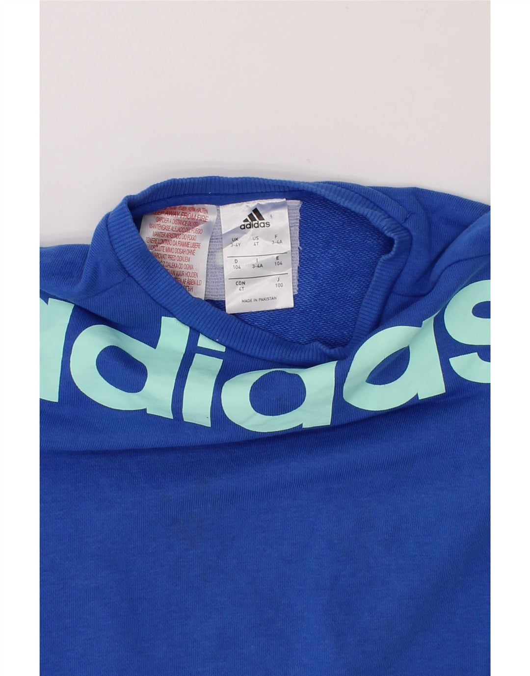 ADIDAS Boys Graphic Sweatshirt Jumper 3-4 Years Navy Blue Cotton Vintage Adidas and Second-Hand Adidas from Messina Hembry 