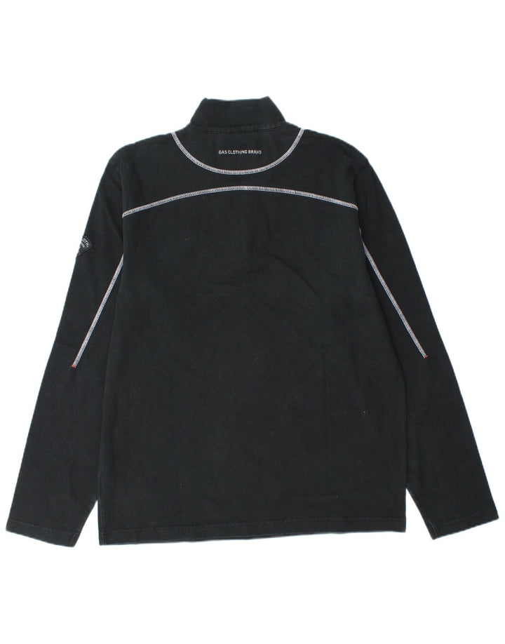 Gas Herre Zip Neck Top Langærmet XL Sort Bomuld