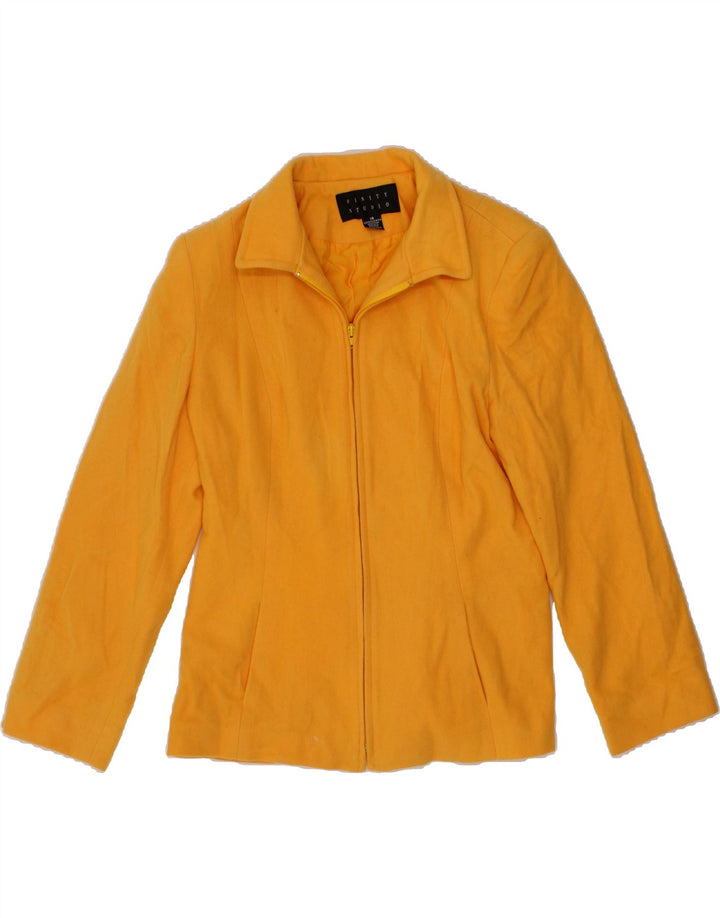 FINITY Womens Bomber Jacket UK 14 Large Yellow Wool Vintage Finity and Second-Hand Finity from Messina Hembry 