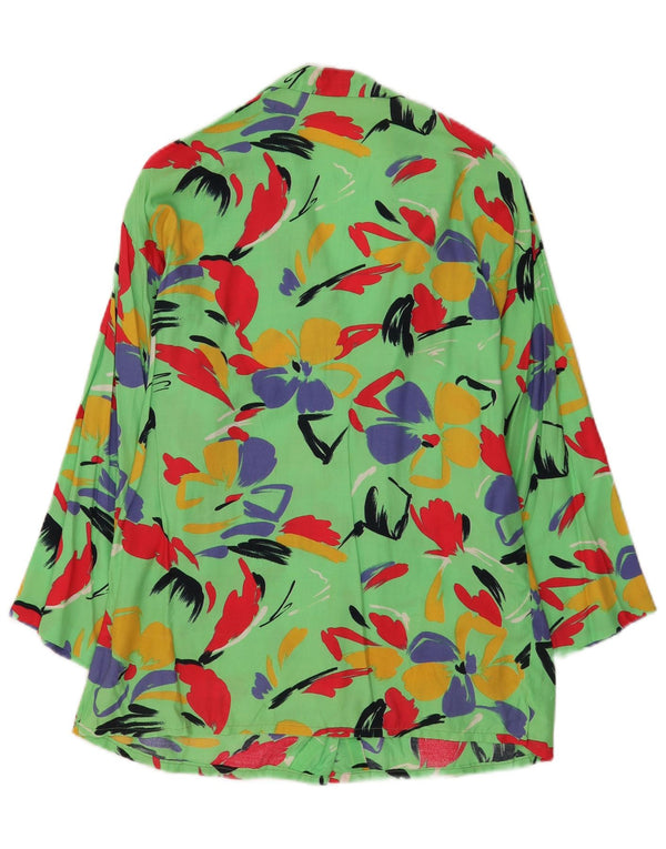 Vintage dame cardigan top UK 14 Medium Green Floral