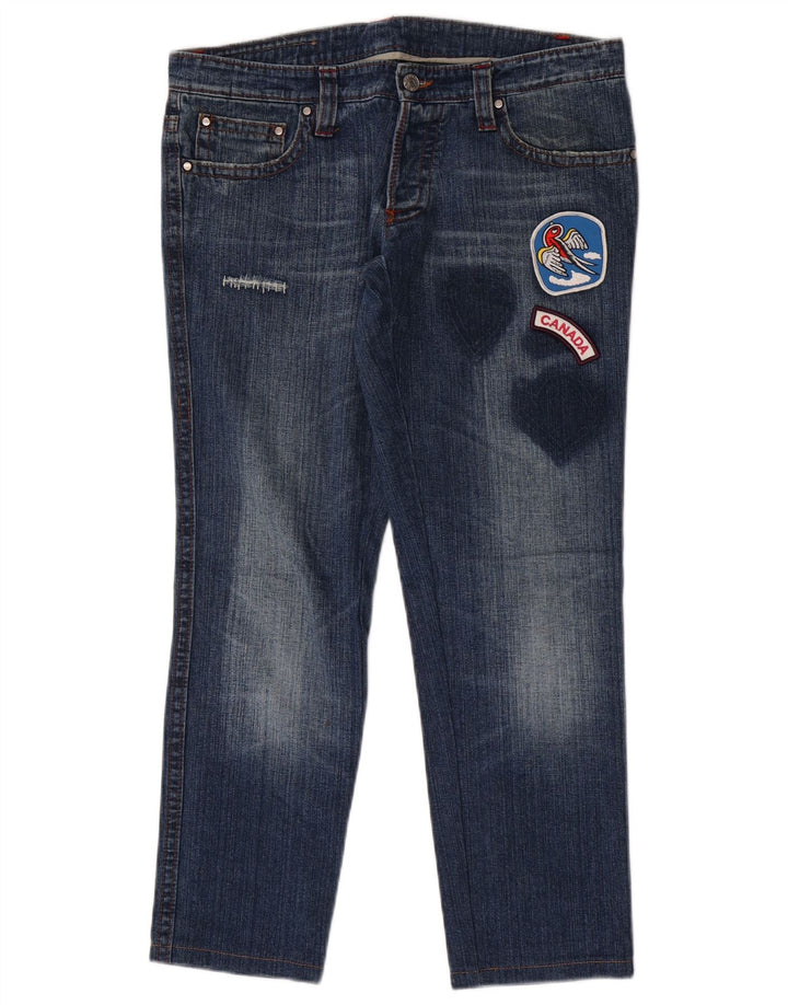 Dsquared2 Dame Canada Distressed Straight Jeans IT 50 XL W34 L28 Blå