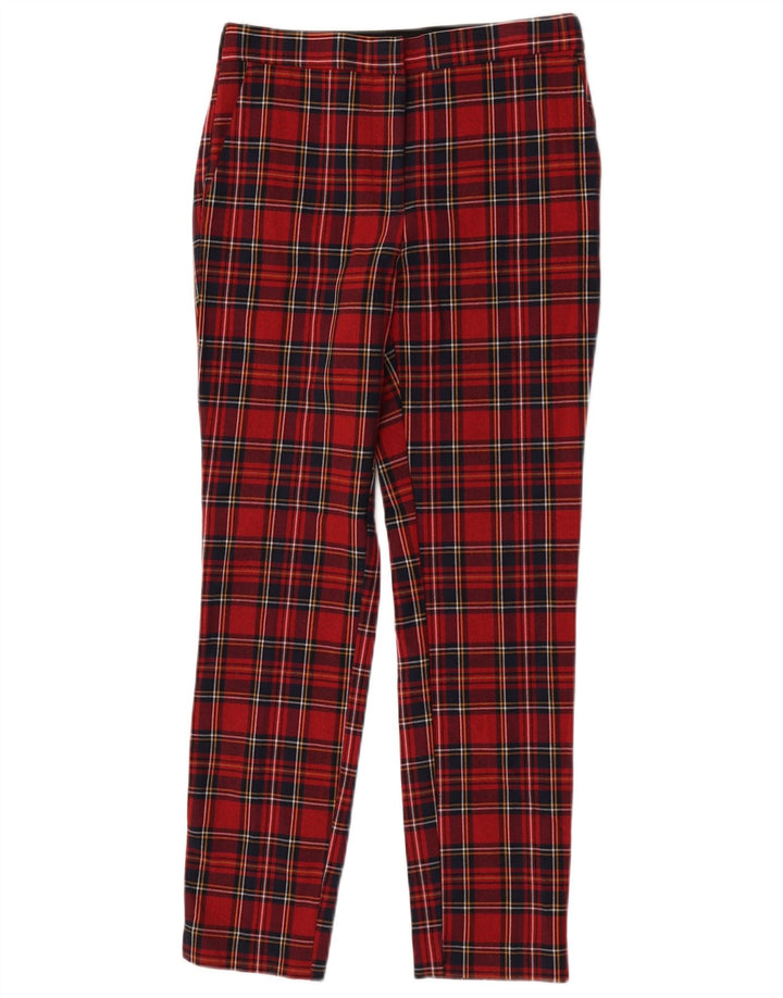 Zara Slim Casual Bukser Små W26 L26 rødternet polyester