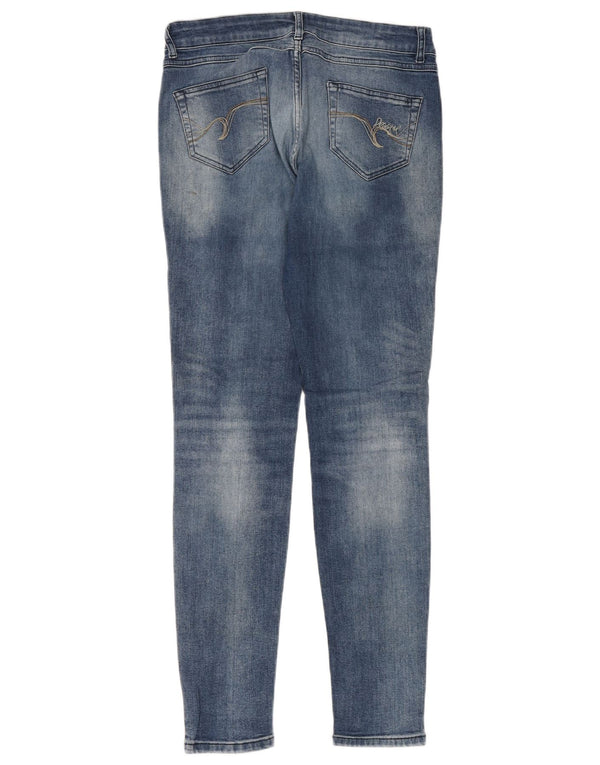 DESIGUAL Dame nødlidende Skinny Jeans W32 L32 Blå Houndstooth Bomuld