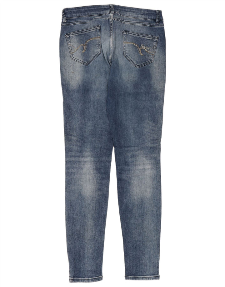 DESIGUAL Dame nødlidende Skinny Jeans W32 L32 Blå Houndstooth Bomuld