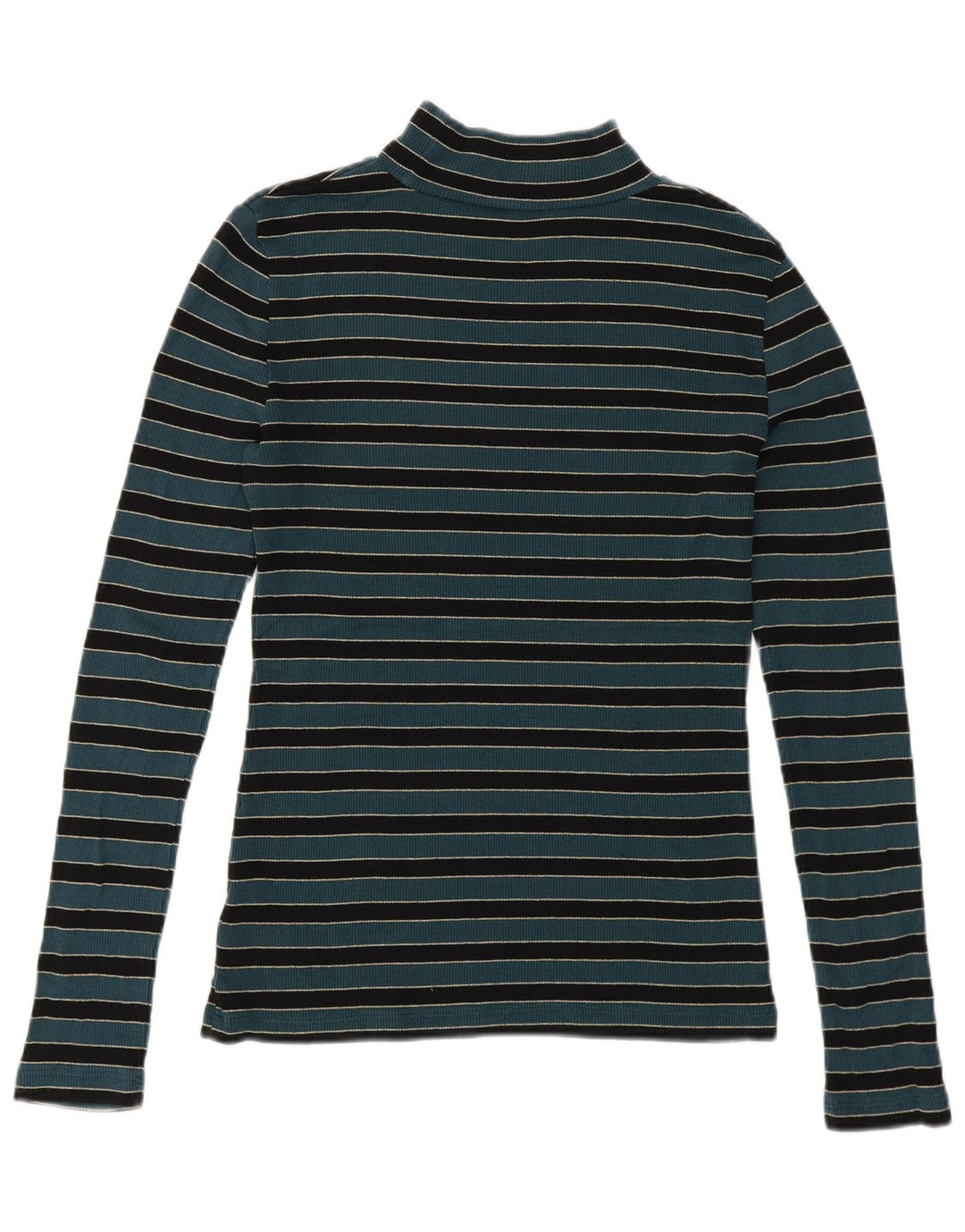Fat Face Dame Turtle Neck Jumper Sweater UK 12 Medium Grøn Stribet