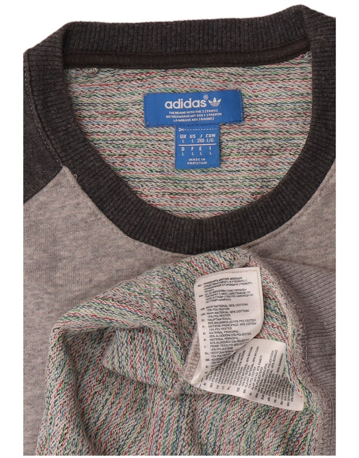 Adidas Grafisk Sweatshirt-trøje til mænd Large Grå Colourblock Bomuld