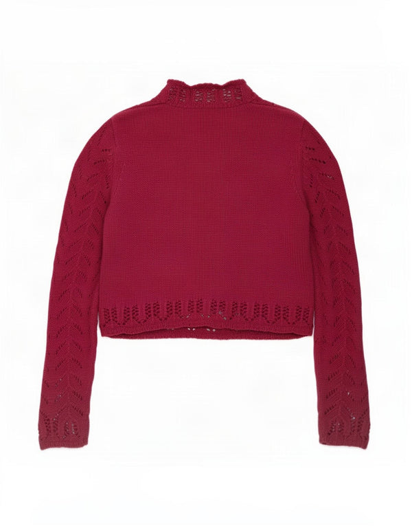 Vintage dame cardigan sweater EU 40/42 Medium Bourgogne bomuld