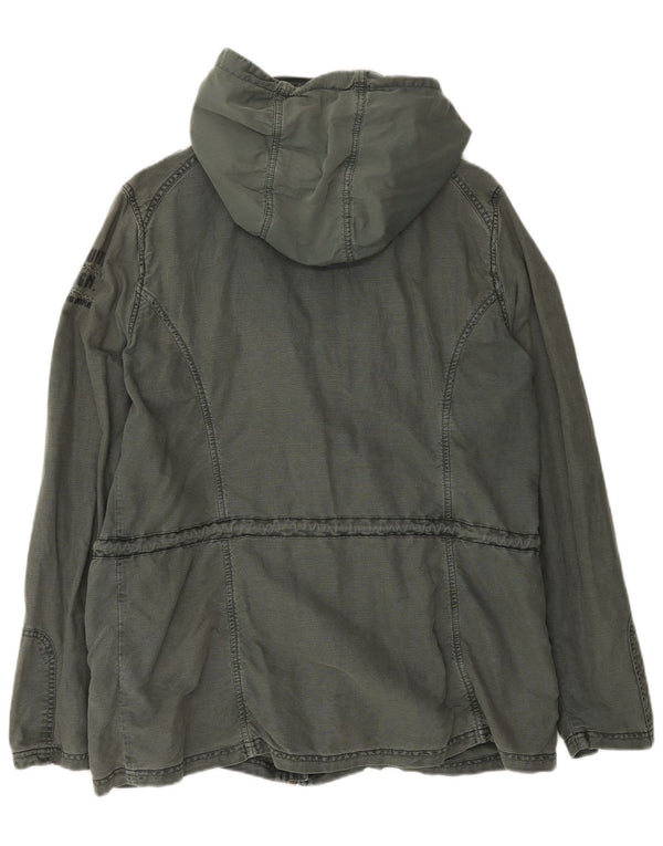Soccx Herre Hooded Utility Jacket UK 40 Large Khaki Linen