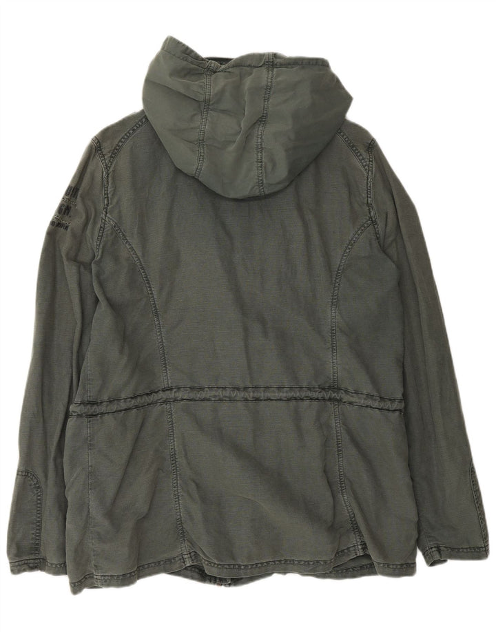Soccx Herre Hooded Utility Jacket UK 40 Large Khaki Linen