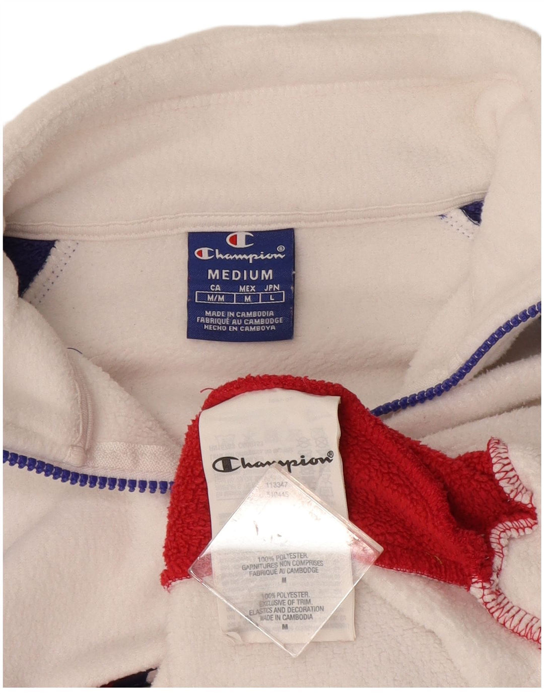 Champion Dame Grafisk Fleece Jumper UK 14 Medium White Colourblock
