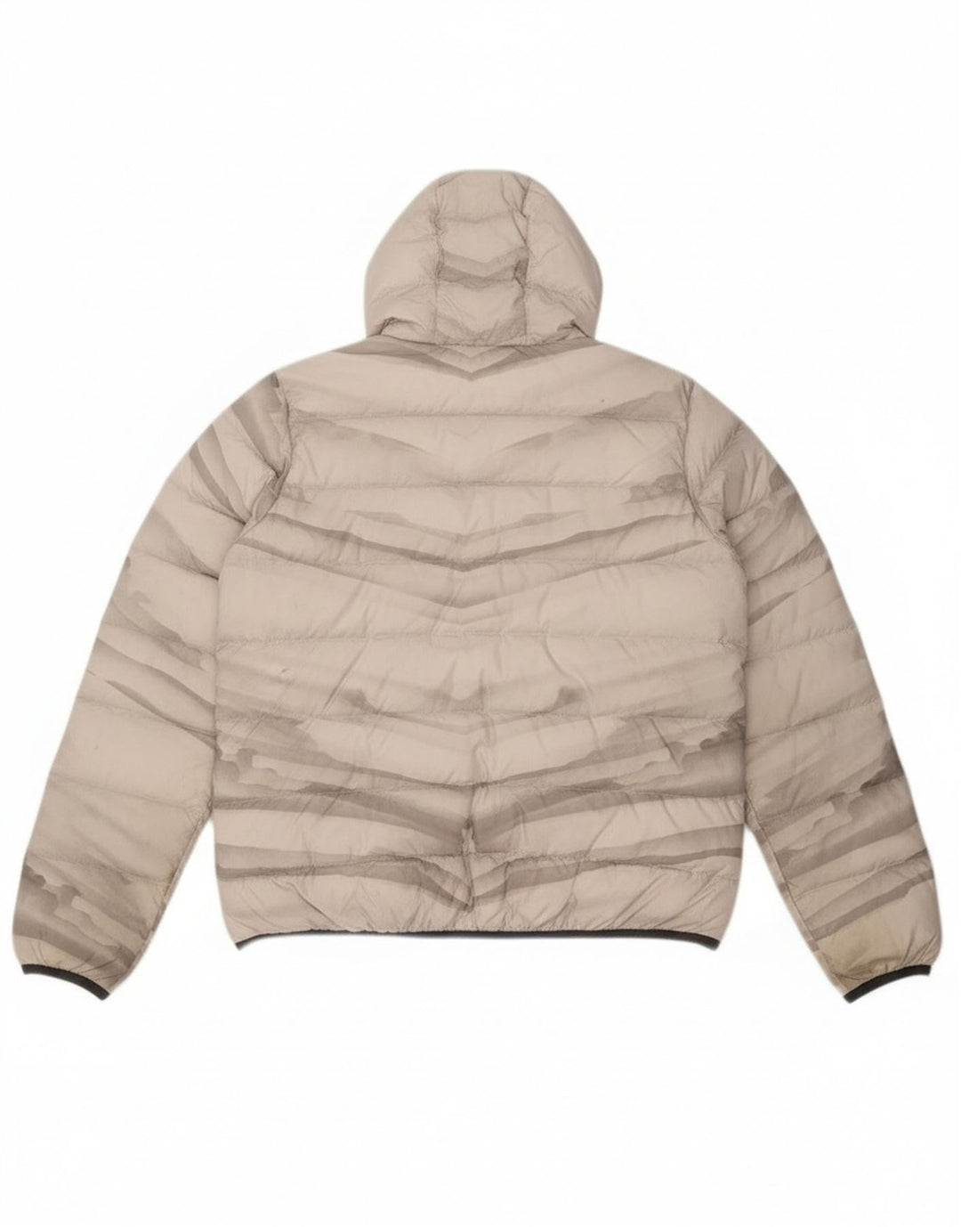 Jack Wolfskin Dame hætte polstret jakke UK 18 XL Grå Tie Dye Polyester