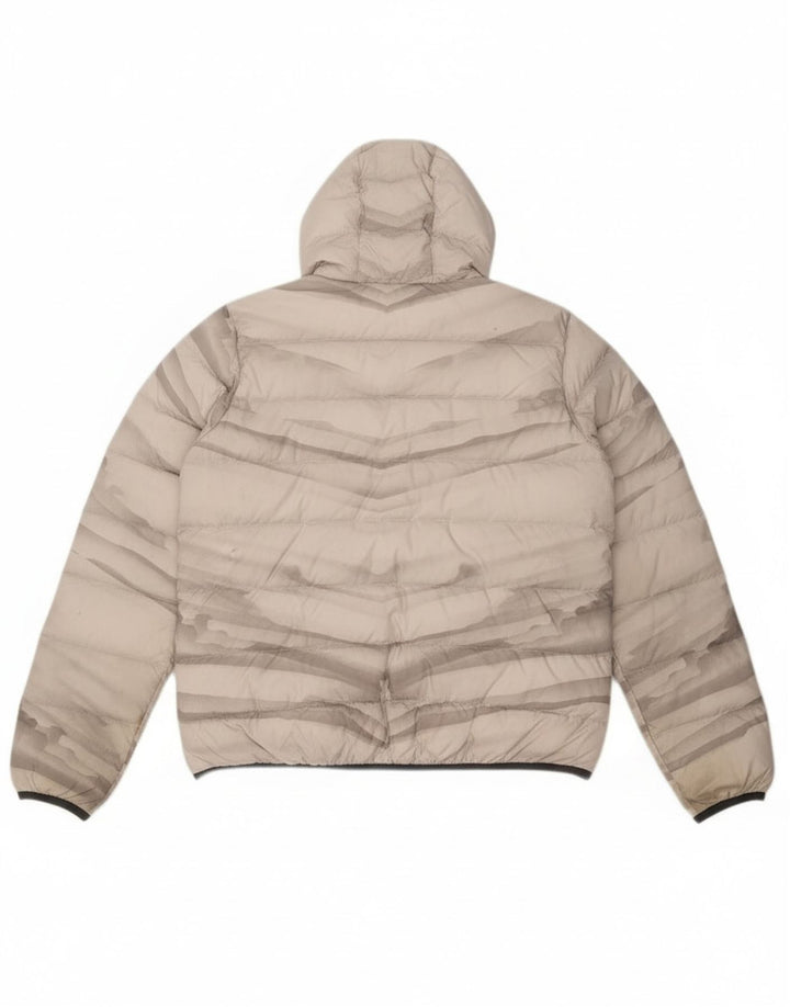 Jack Wolfskin Dame hætte polstret jakke UK 18 XL Grå Tie Dye Polyester
