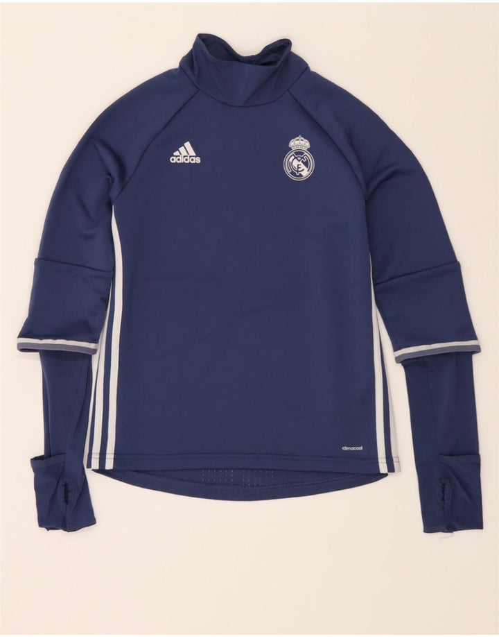 ADIDAS Boys Top Long Sleeve 12-13 Years Blue Polyester Vintage Adidas and Second-Hand Adidas from Messina Hembry 