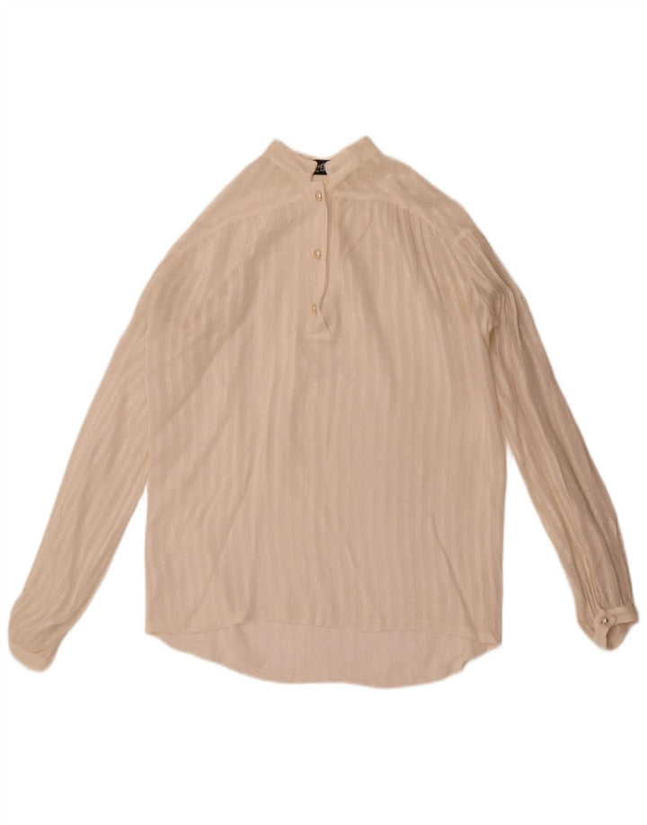 Vintage Dame Pullover Bluse IT 44 Medium Hvid Stribet