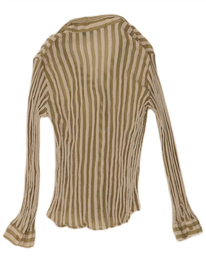 Zara skjortebluse til kvinder UK 14 Medium Green Pinstripe